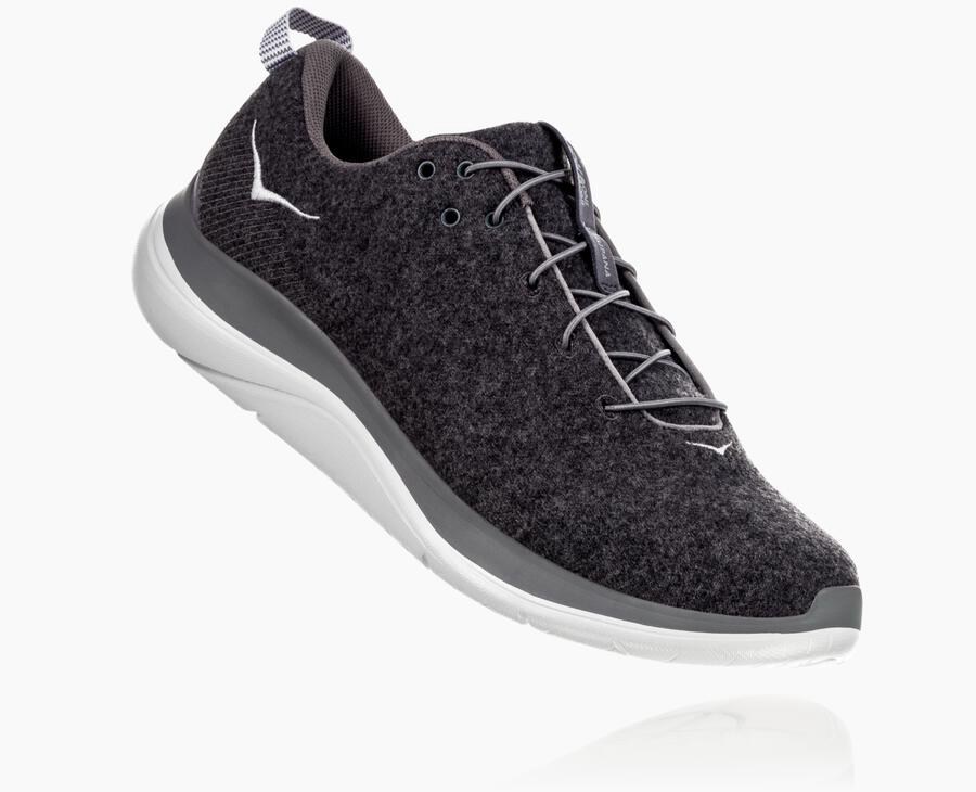 Hoka One One Hupana Flow Wool Löparskor Herr - Grå - XQUSM-8015